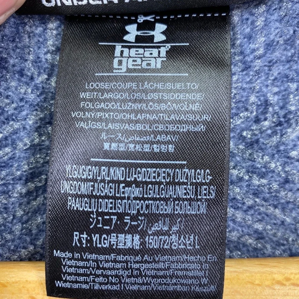 Under Armour Full Zip Vest Kids Youth Large Blue Heathered HeatGear 1259700